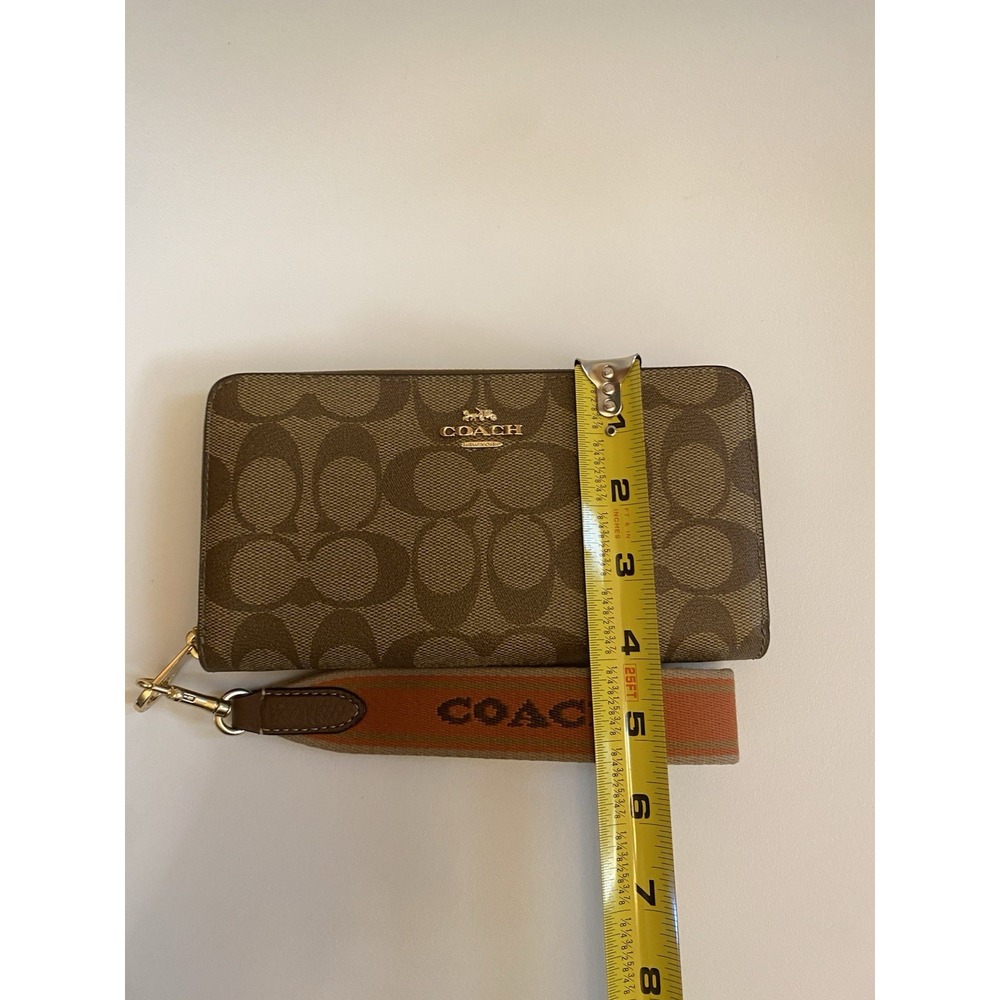 New Without Box Coach Long Zip Around Wallet In Signature Canvas Brown - Picture 8 of 8